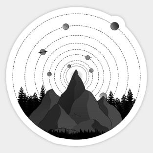 The Universe Moutain (BW Version) Sticker